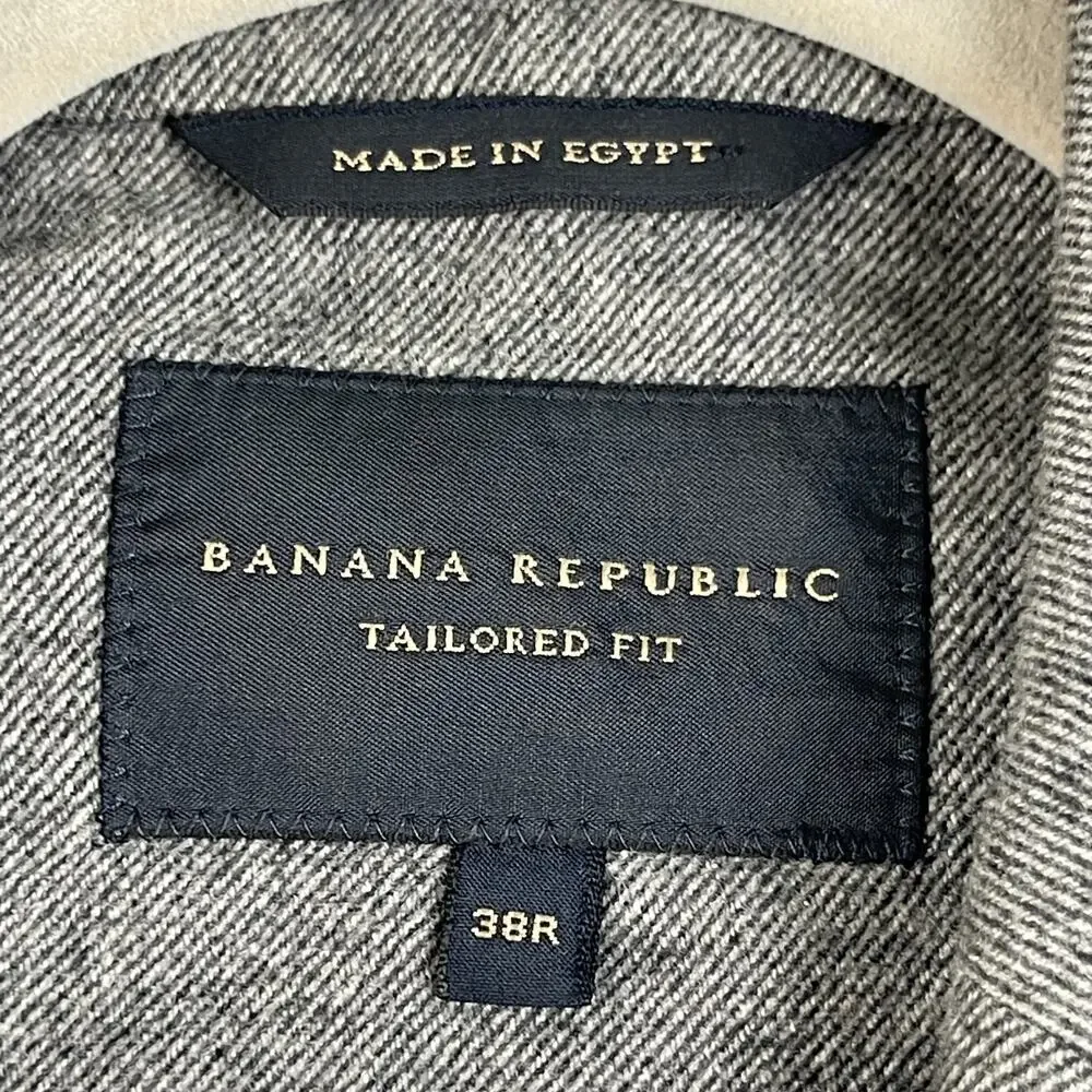Banana‎ Republic Twill Blazer Mens 38R Gray Tailored Elbow Patch Italian Cotton